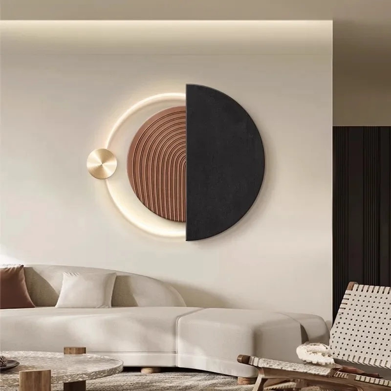 Round Wall Decoration Painting LED Decorative Paintings Living Room Art Mural Luxury Aesthetic Entrance Murals Wall Decorations