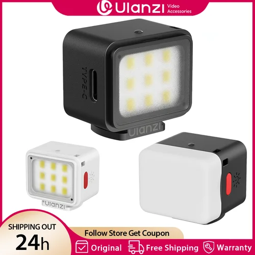 Ulanzi DG01 Mini Cube Light 5600K Luz de vídeo para cámaras Canon Sony Nikon DSLR trípode con soporte magnético de zapata fría para Vlog Live