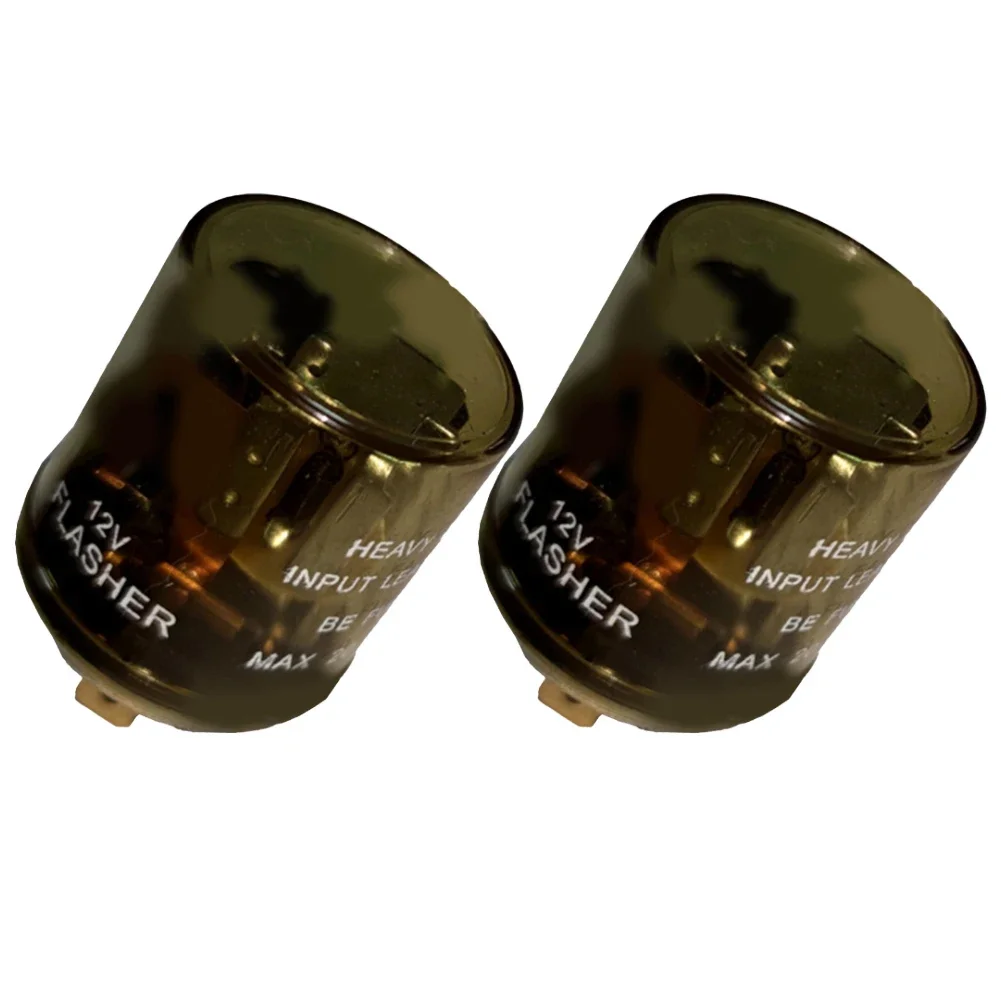2PCS LED Flasher Relay Heavy Duty 12V 2-Pin Electric Turn 2Pin Two Prong Round LED Turn Signal Relay