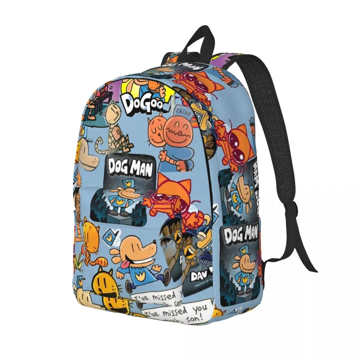 Dog Man Comic Movie Backpack for Men Women Casual High School Business Daypack College Canvas Bags Lightweight