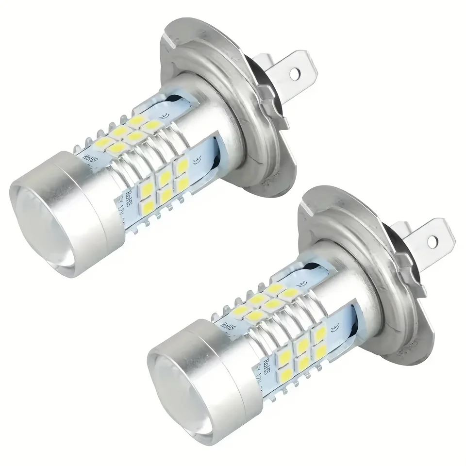 2 buah lampu depan LED depan bohlam lampu depan H7 sinar tinggi dan rendah 6000K super putih