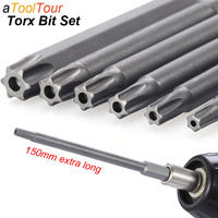 Magnetic Torx Screwdriver Set 150mm Extra Long Security Tamper Proof Star Drill Bit Screw Driver Tips Hex 1/4 for Rotary Tool