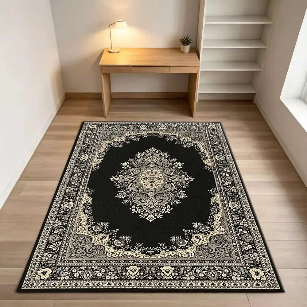 Square Classic Persian Medal Pattern Carpet, Non-Slip and Washable, Suitable for Living Room, Bedroom, and Home Decor
