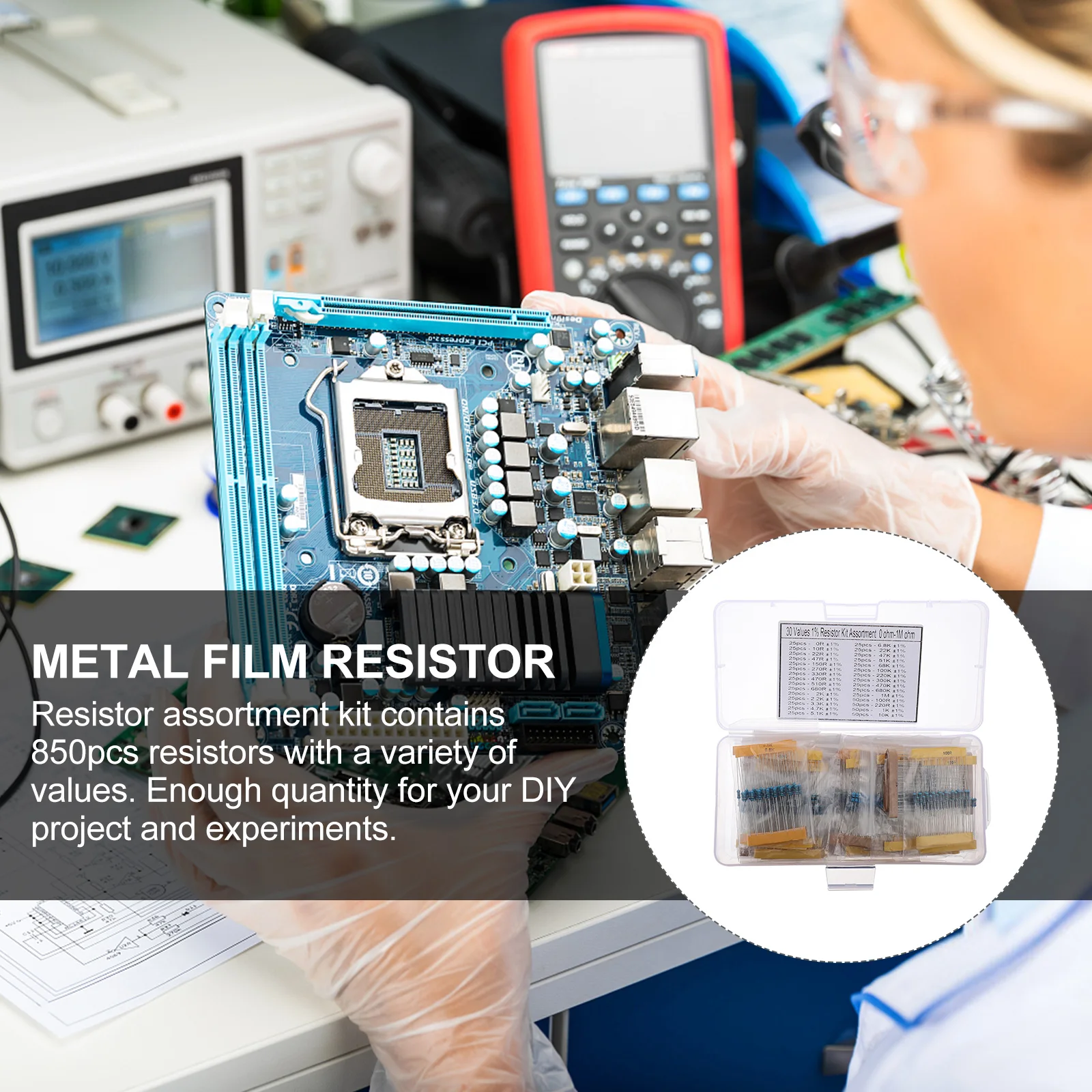 

850 Pcs Resistor Pack DIY Electronic Projects Metal Film Parts Handmade 1% Precision Tool Fish Tank Supply