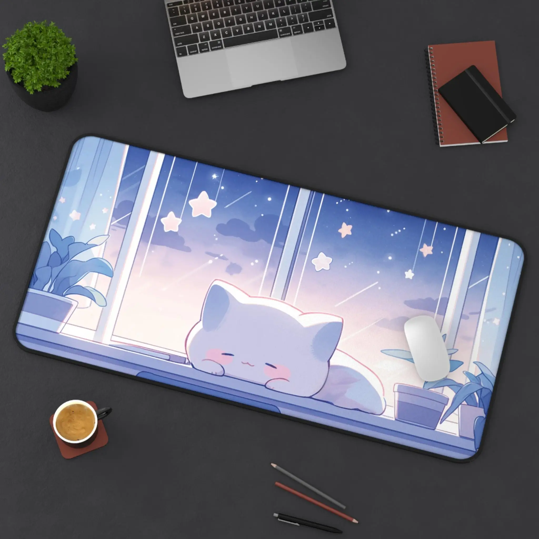 Cute Dreamy Night Owl Deskmat,adorable Anime Mousepad,perfect for Gamers and Desktop Decoration,non-slip Smooth Surface Mousepad