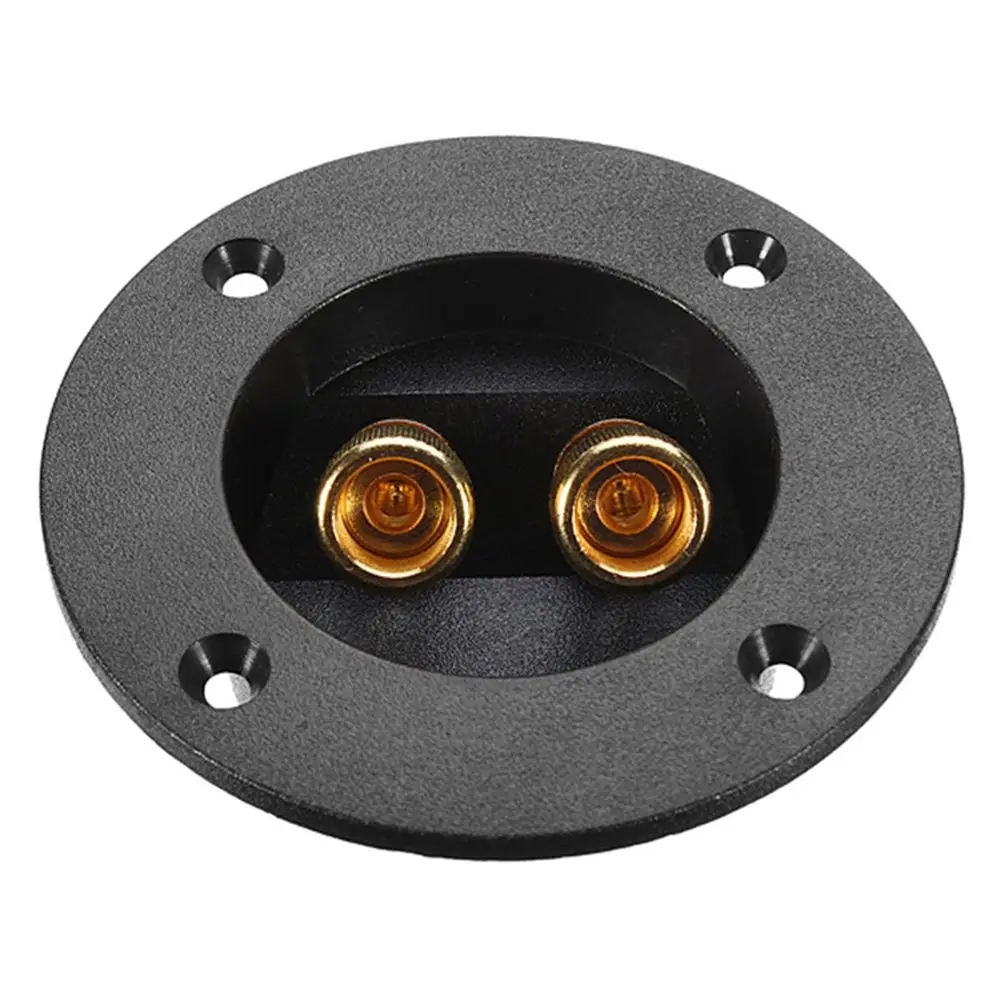 Black Brand New Speaker Terminal Connectors Round Boxes with 2 Banana Jack Gilded Subwoofer Stereo Plug Spring Cup Connection image 2