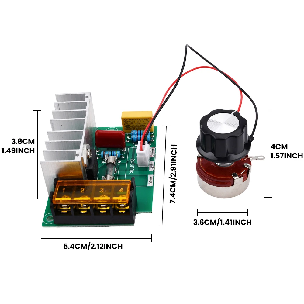 4000W 0-220V AC SCR Electric Voltage Regulator Motor Speed Controller Dimmers Dimming Speed With Temperature Insurance