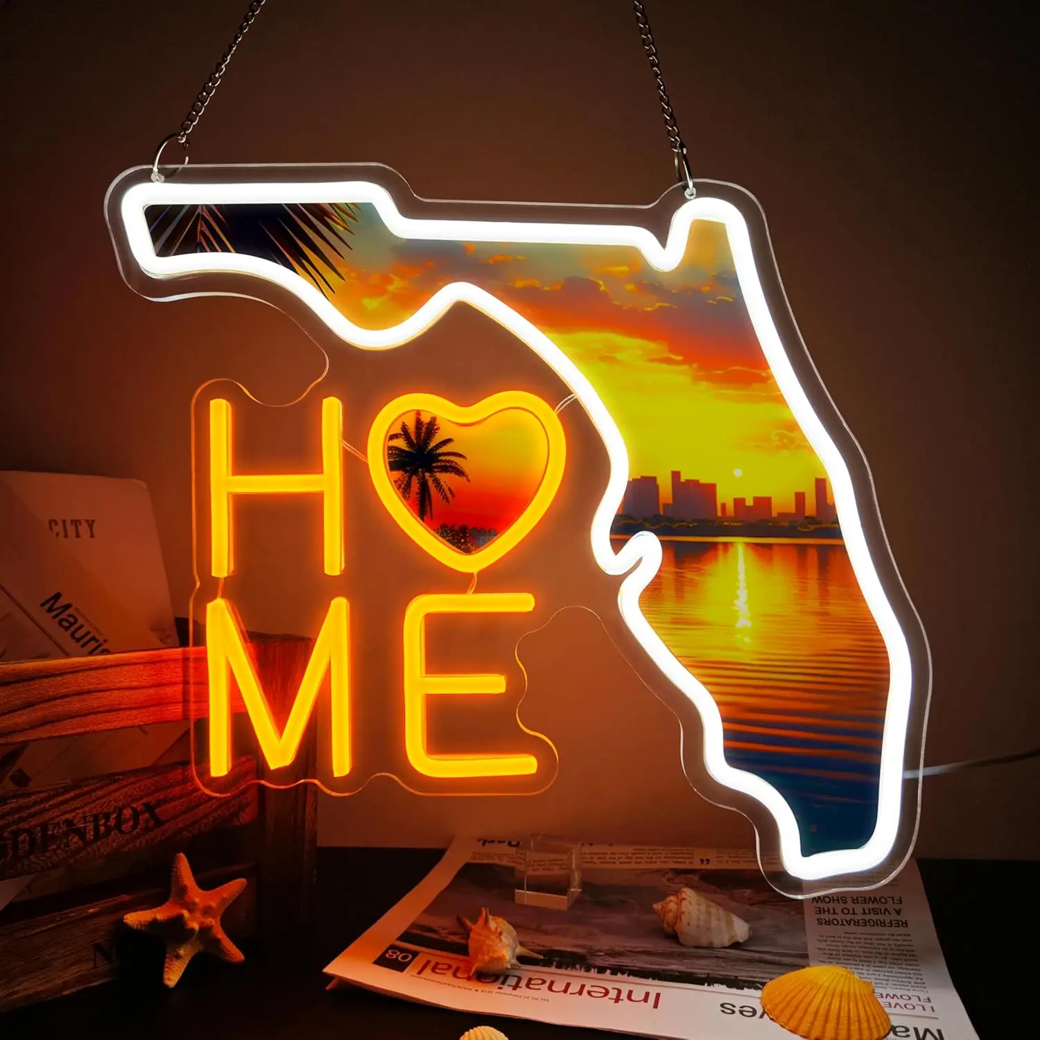 

Florida Miami City Neon Sign Dimmable Window Lights for Bedroom Club Office Man Cave Game Room Decor Art Wall Draw Birthday Gift