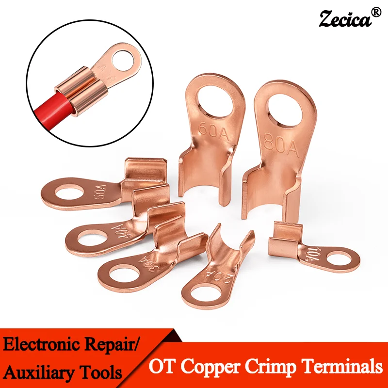 

2~50pcs 3~1000A Copper OT Terminal Non-Insulated Wire Connector Bare Electrical Cable Terminals Lug Battery Ring Crimp Terminal
