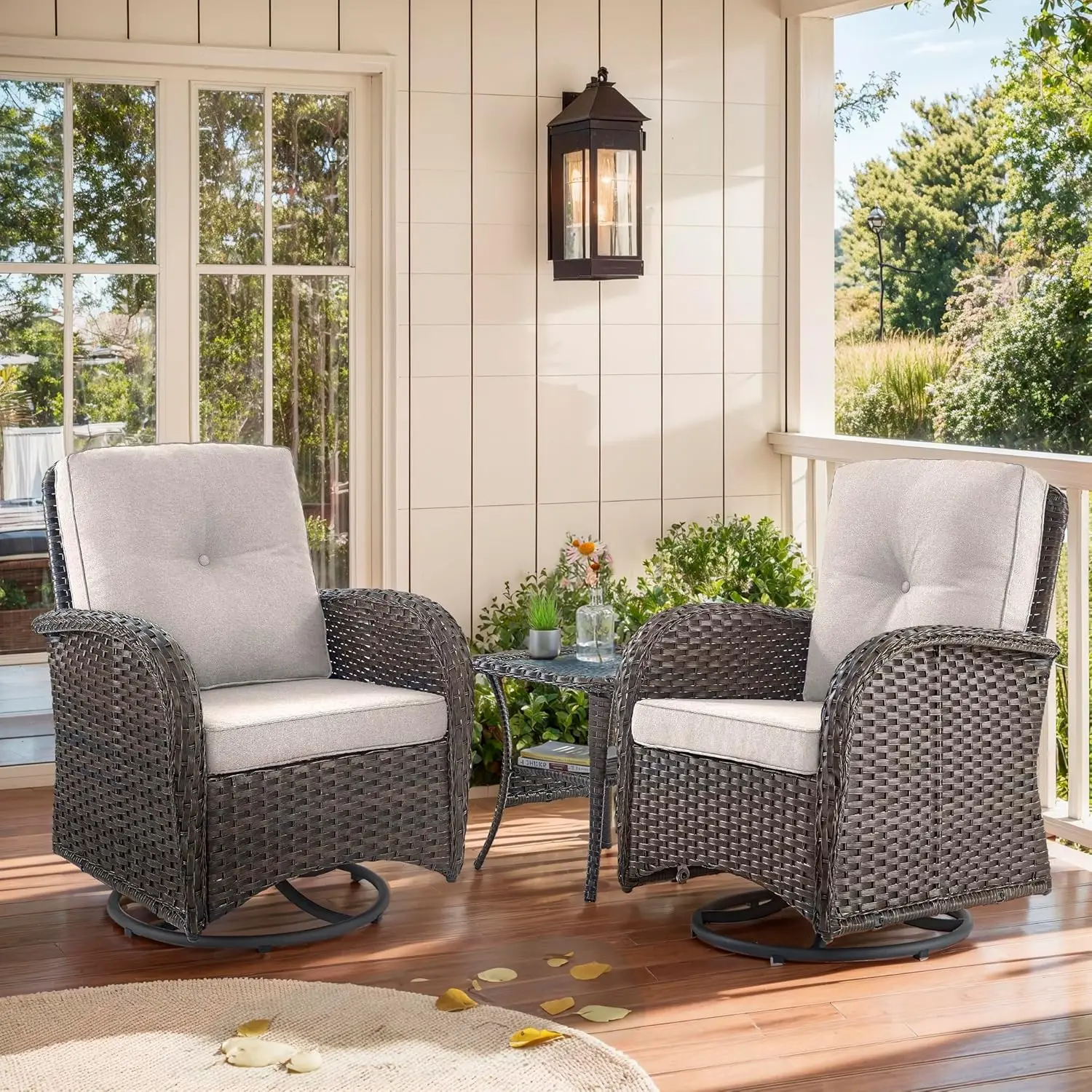 

Уличные вращающиеся кресла-качалки - Комплект садовой мебели из 3 предметов, наборы для патио с боковой стенкой из закаленного стекла, на заказ