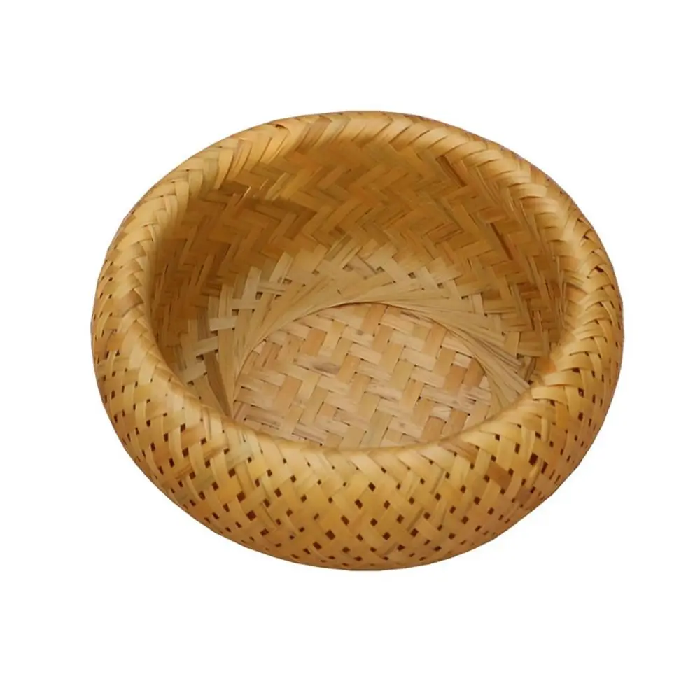 Round Storage Basket Vegetables Candy Snacks Woven Pattern Bread Fruit Tray Tool Sundries Organizer Kitchen Organization Box