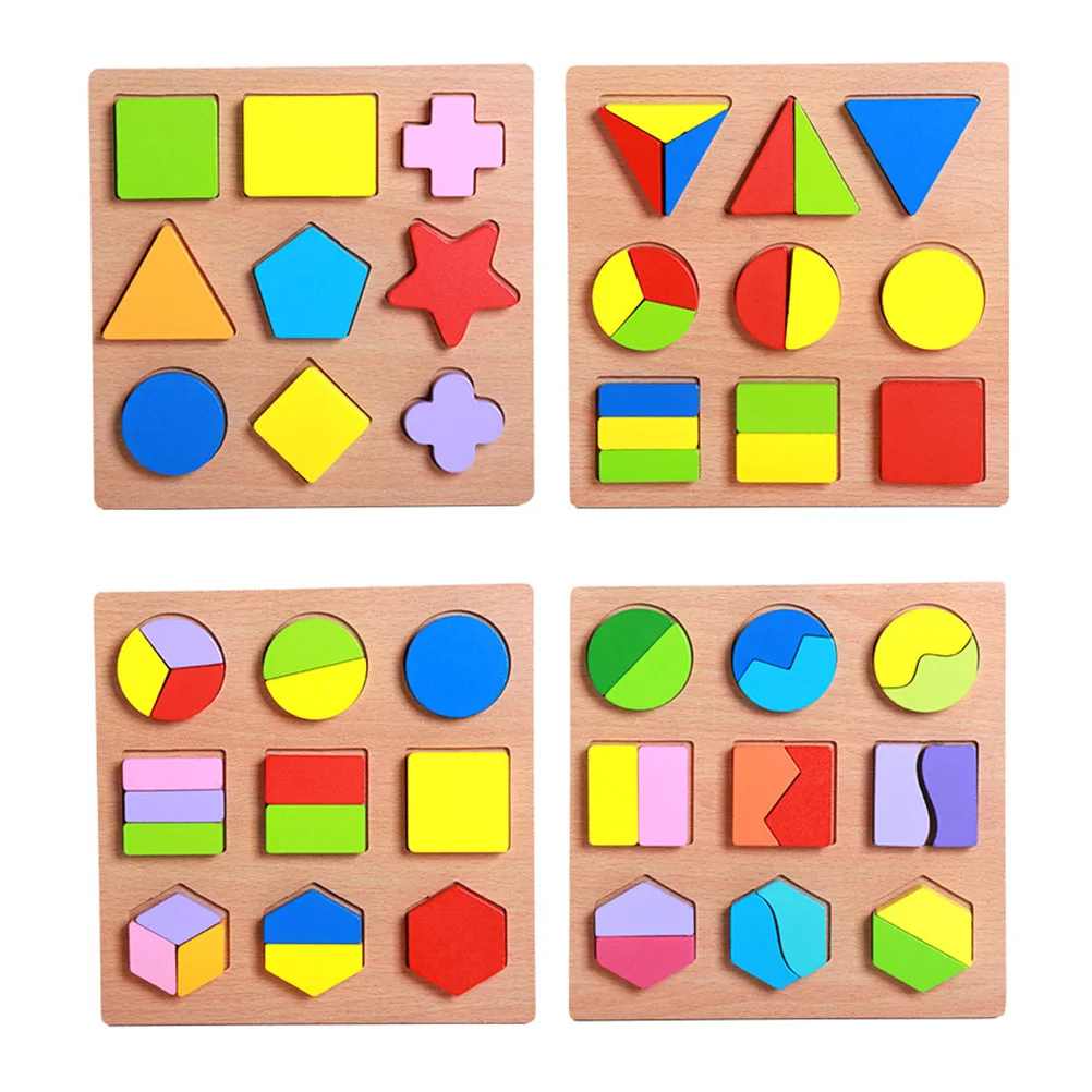 1 conjunto de quebra-cabeça de forma geométrica 3d brinquedo de madeira para crianças habilidades de correspondência reconhecimento de forma de cor jogo de aprendizagem educacional