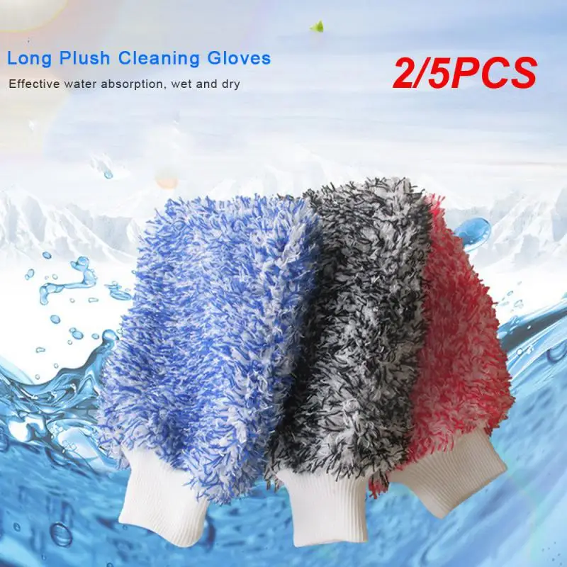 

2/5PCS Auto Wash Soft Absorbancy Glove High Density Ultra Soft Microfiber Auto Detailing Sponge Plush Glove Car Cleaning Towel