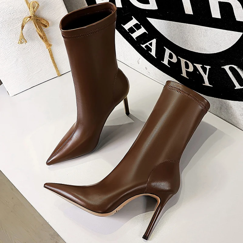 

BIGTREE Shoes Leather Boots Women Ankle Boots Autumn Winter Boots Women High Heels Short Boots Ladies Booties Chaussures Femme