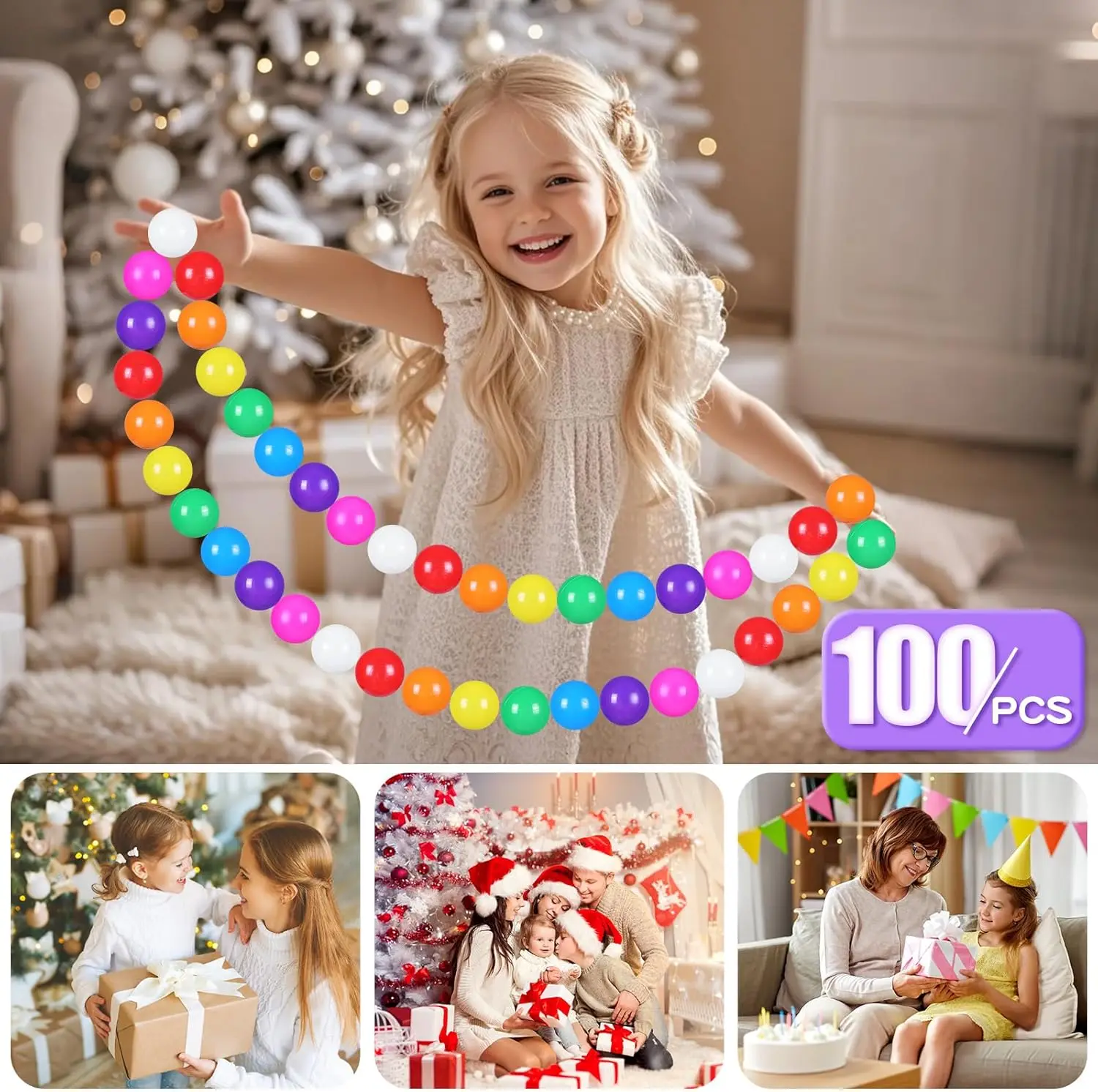 Ball Pit Balls for Toddles Kids Plastic Ballpits Accessories Crush Proof Durable Fun Shape Baby Bath Toys, 5colors 100 balls