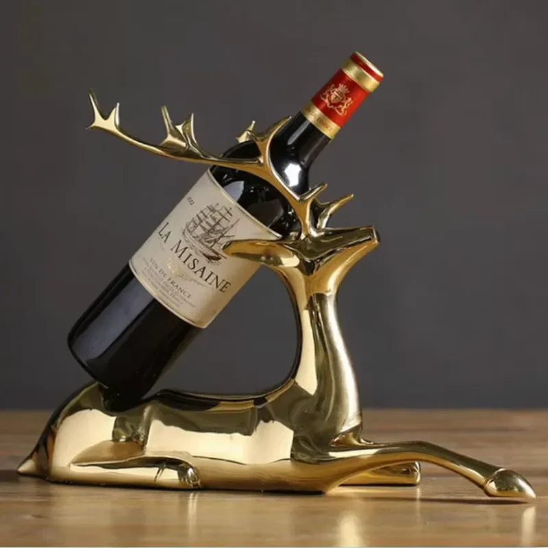 Hot Sale Pure Bronze Modern Deer Shaped Red Wine Rack Creative Red Wine Display Rack