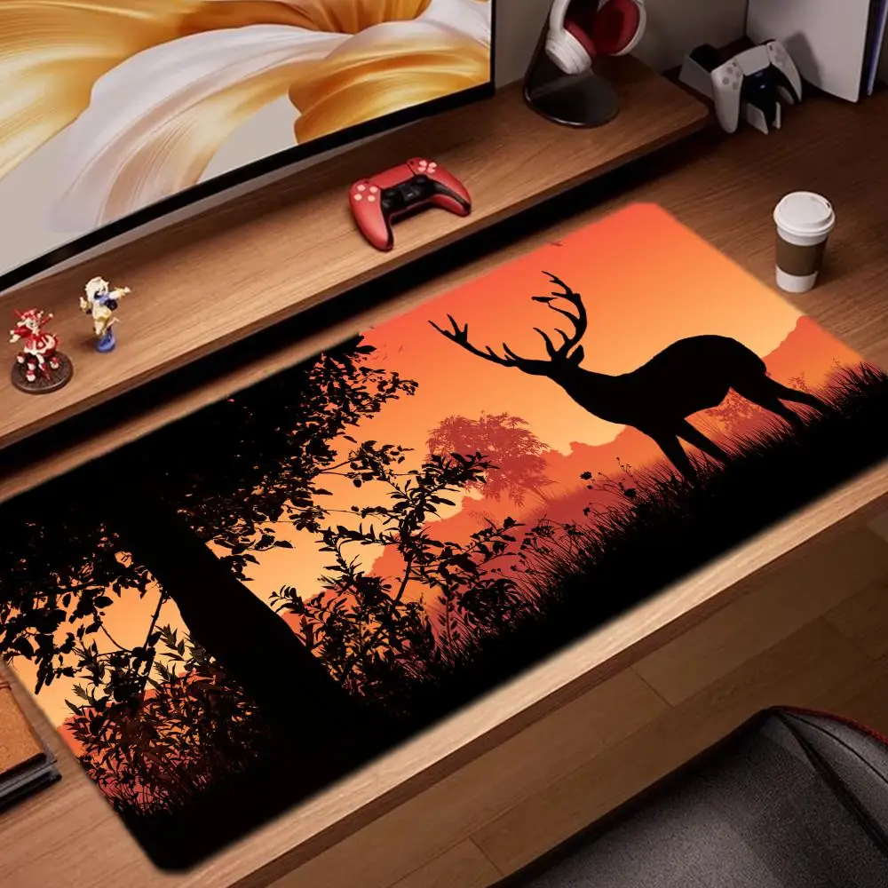

deer wallpaper Mouse Pad Game Accessories keyboard pad XXL large locking edge 900X400 mm table mat Gaming mousepad