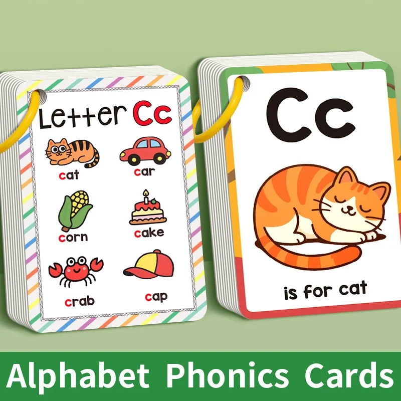 

156 Words A-Z Learning Cards with Pictures, 27 English Word Cards, Educational Cognitive Games