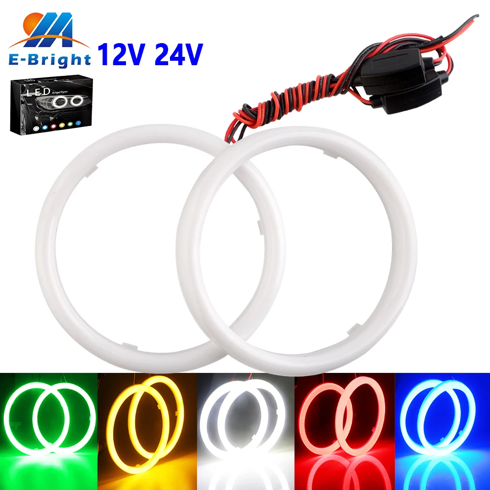 1X Angel Eyes Halo Ring COB Led Samochodowe Motocyklowe Skuterowe Światło Dekoracyjne Przeciwmgielne Światło Obrysowe 12V 24V Białe Czerwone Niebieskie Zielone Bursztynowe