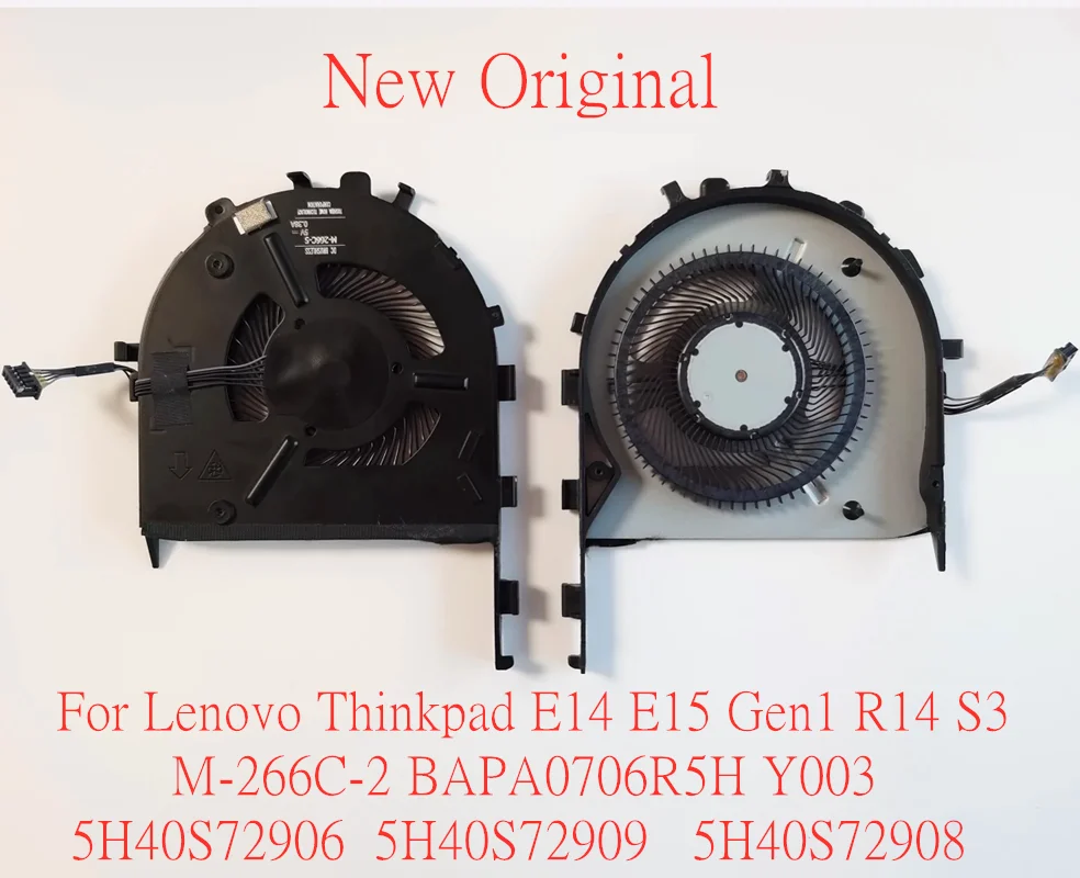 NewOriginal LaptopCooling Fan For Lenovo Thinkpad E14 E15 Gen1 R14 S3 M-266C-2 BAPA0706R5H Y003 5H40S72906 5H40S72909 5H40S72908