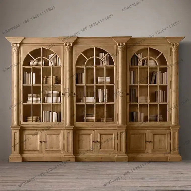 

American solid wood corner cabinet combination custom Nordic simple high-end villa furniture