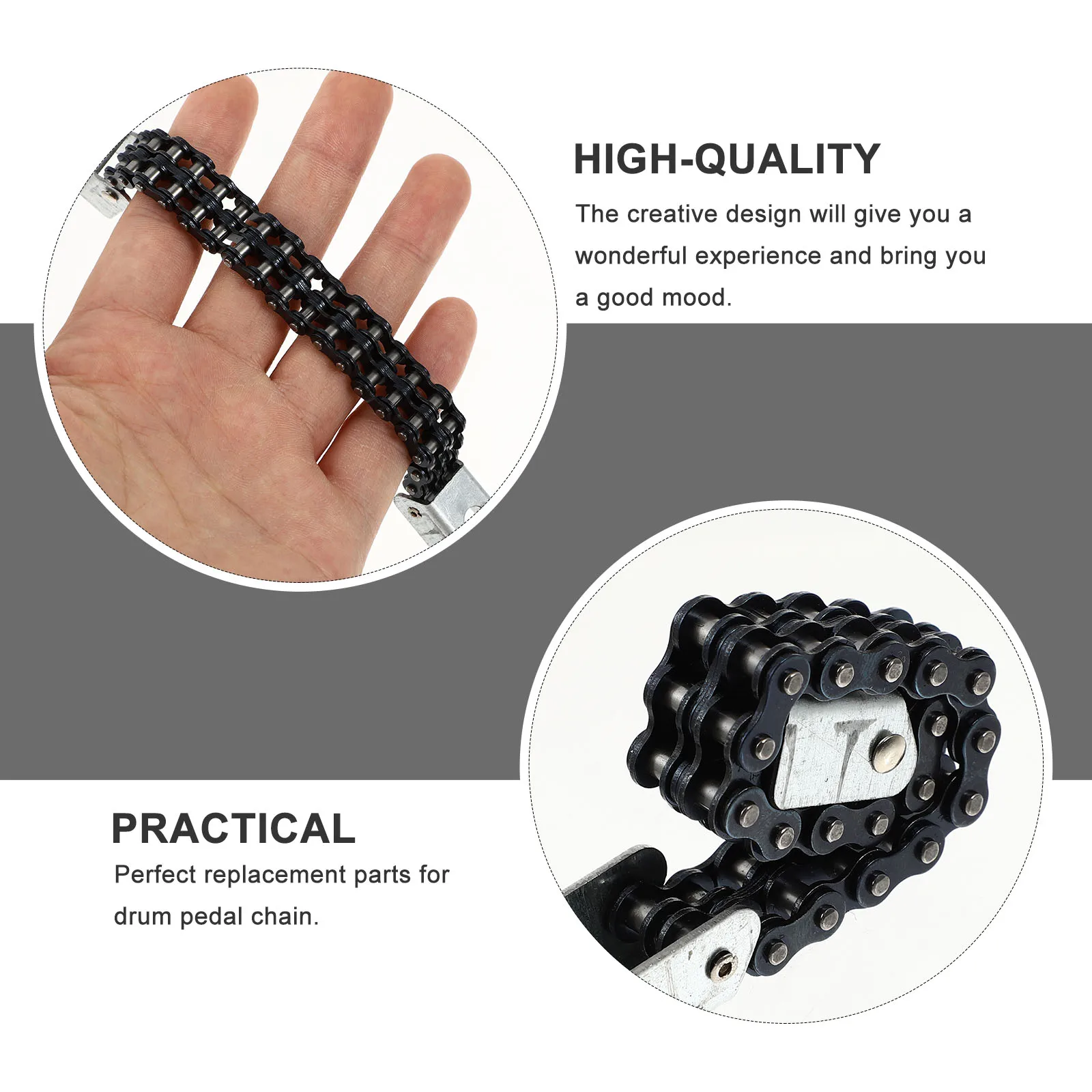 

Drum Pedal Chain High Quality Iron Material Rust Proof Durable Long Service Life Easy Replace Install Black Color Simple Double