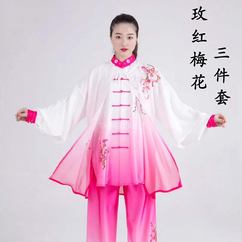 Tai Chi Uniforms with Ombre Gradient & Embroidery - Unisex Kung Fu Suits for Group Training/Ba Duan Jin