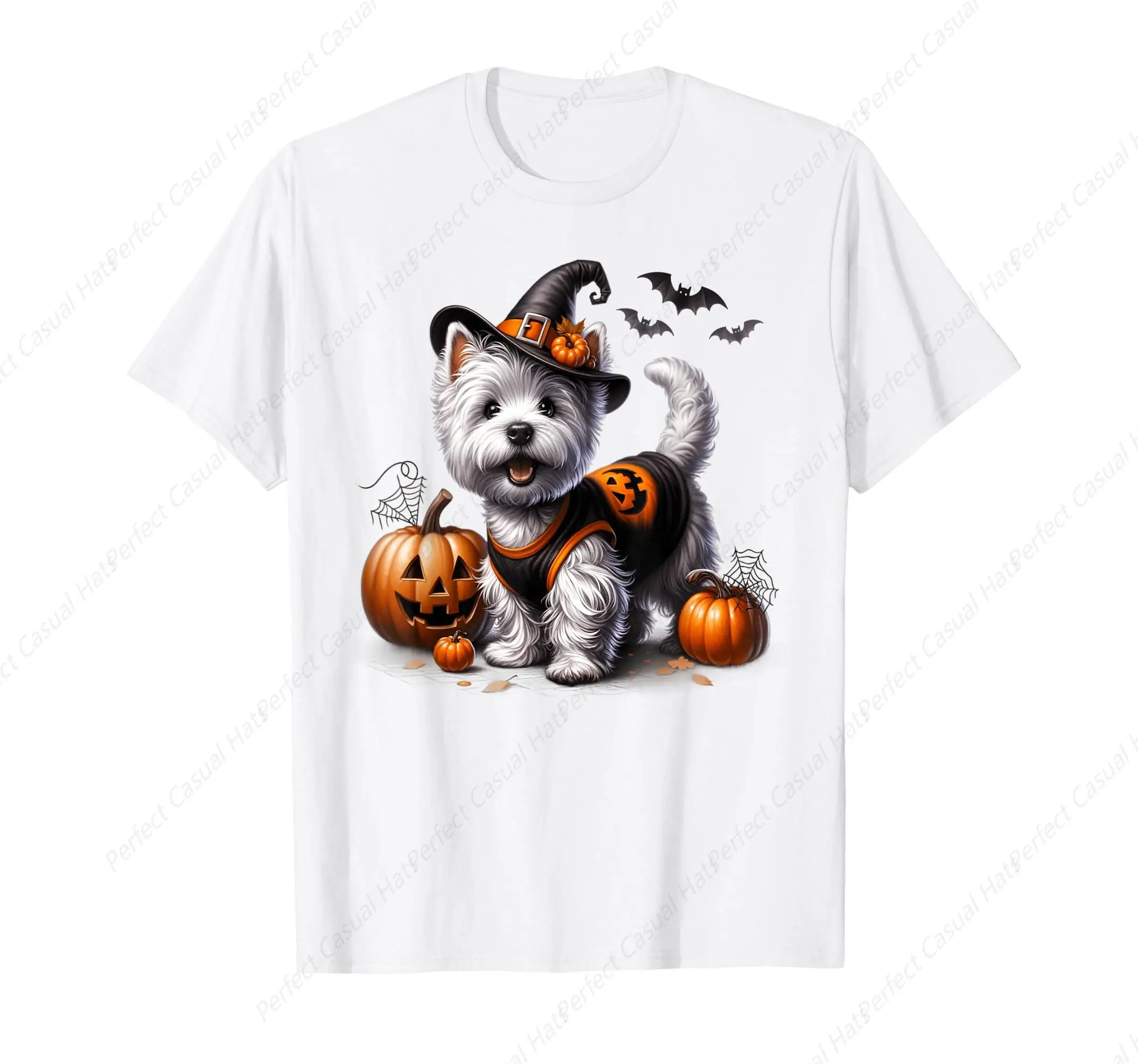 

Cute Halloween Westie Tee West Highland Terrier Dog design T-Shirt Leisure Youth Tee Shirt Cotton Funny Short Sleeve