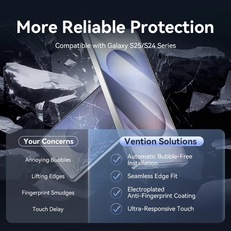 Защитная пленка из закаленного стекла Vention HD для Samsung Galaxy S24 S25, ультра стеклянная защитная пленка, защитная пленка 1/2 шт.