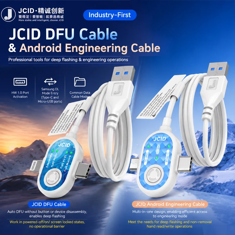 JCID Cable de Recuperación DFU de Doble Puerto Lightning Tipo-C Entrada Automática a Modo DFU para iPhone 8-16 Reparación y Restauración 2