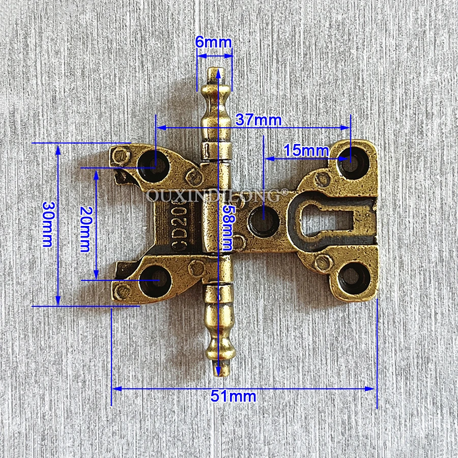 Retro Antique 6PCS Zinc Alloy Furniture Hinges Cupboard Closet Bookcase Dresser Cabinet Door Hinges + Screws