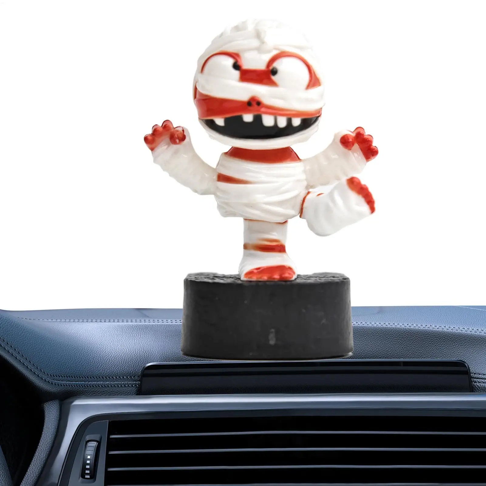 Solar Power Car Dashboard Decorations Shaking Mummy Ornament for Car Dashboard Funny Solar Powered Figurine for Halloween Decor