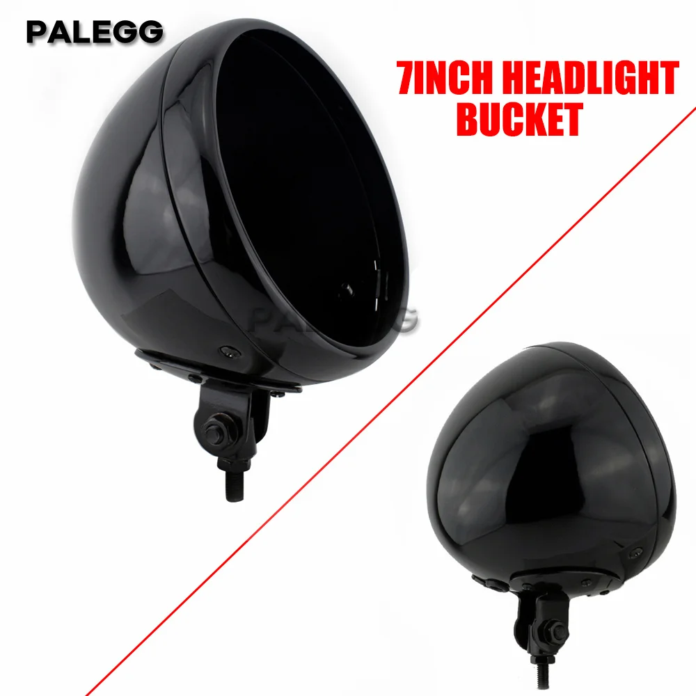 7'' inch Bottom Mount LED Headlight Head Lamp Bucket Housing Lighthouse Shell For Harley Custom Chopper Bobber Honda