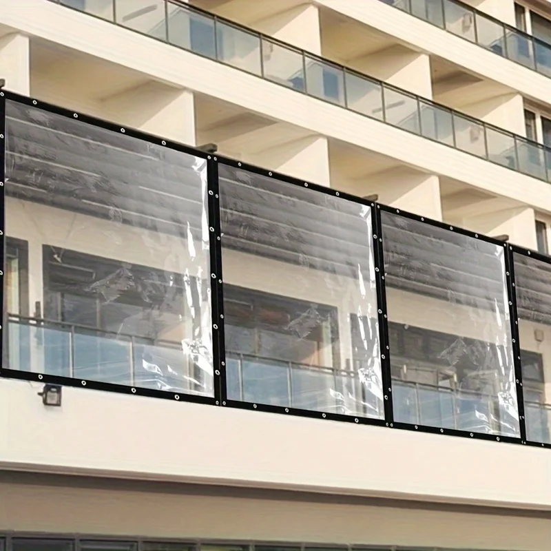 8-Mil Transparent Waterproof Tarpaulin with Sealing Rings, Used for Courtyard Sunshade and Rain Protection, Covering Soil Surfaces in Outdoor Gardens, Keeping Porches Rainproof, Providing Moisture Protection for Camping and Winter Protection for Plants