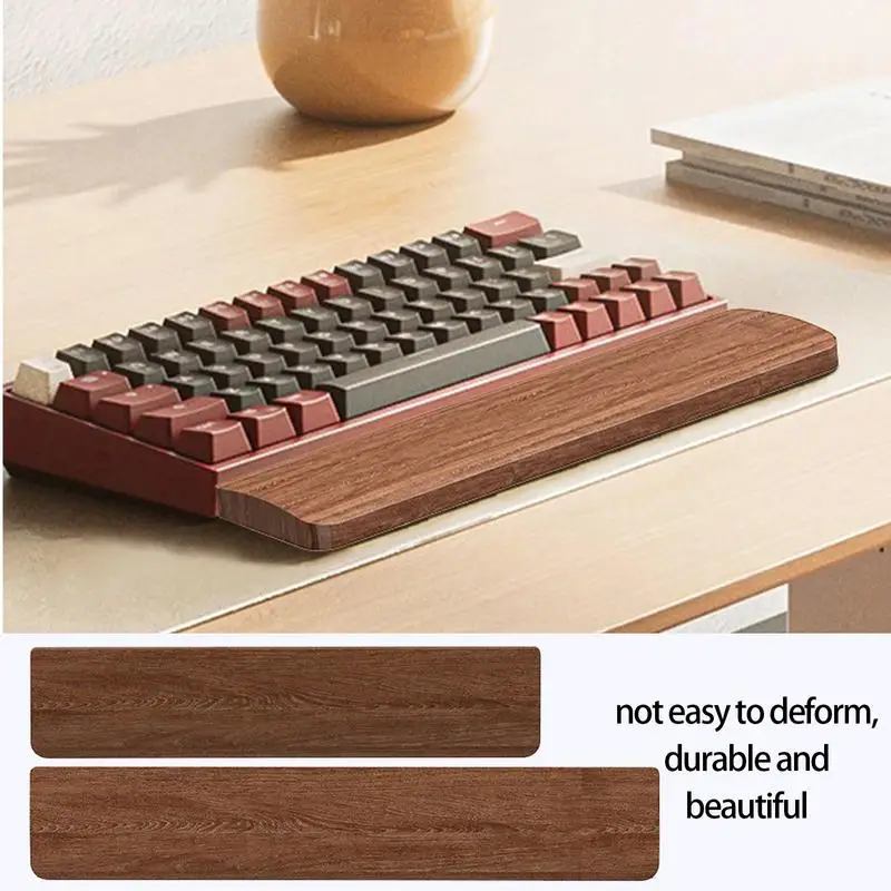 Walnut Wooden Mechanical Keyboard Wrist Rest With Anti-Slip Mat Ergonomic Desk Wrist Pad Support 61 To 108 Keys Drop Ship