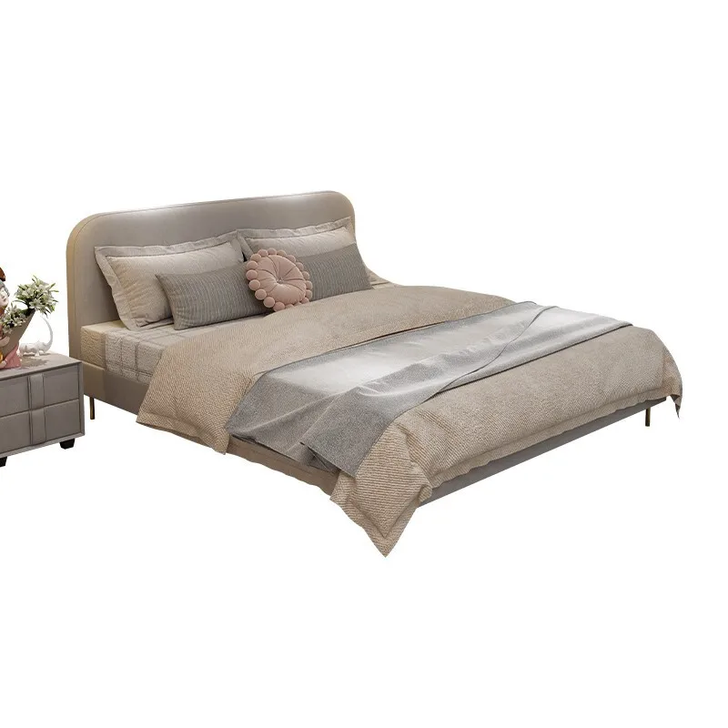 

Light luxury ins cream wind double bed small apartment soft bag solid wood bed