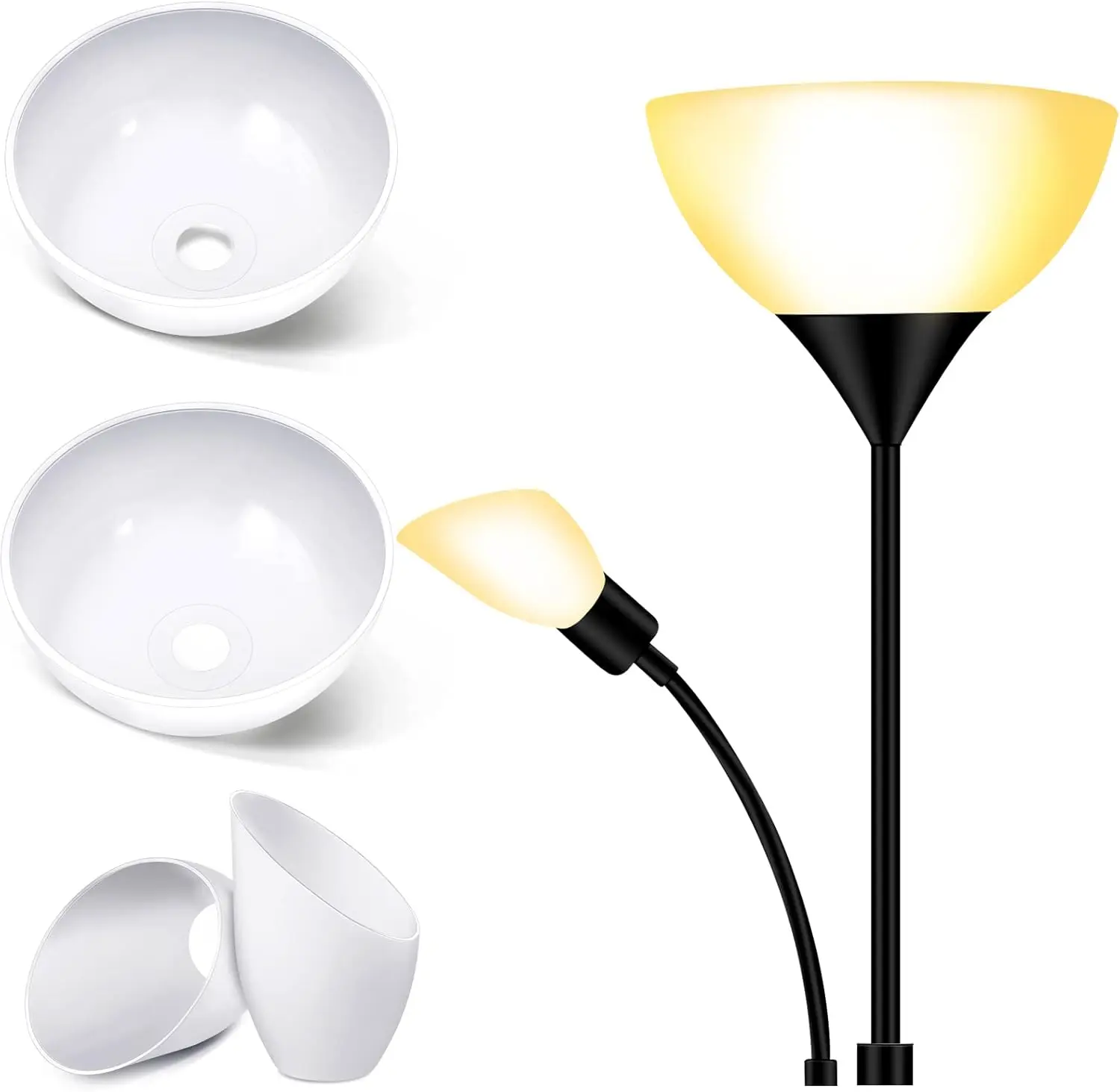 

Replacement Lamp Shade 4 Pcs White Replacement Plastic Lampshade 2 Pack 1.65" Fitter 10" Diameter Bowl Shape 2 Pack 1.97