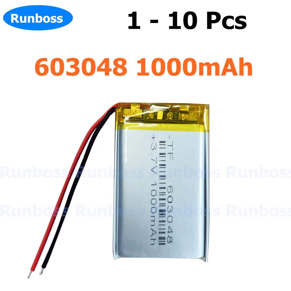 1-10 PCS 503048 603048 3.7V 1000mAh Polymer LiPo Rechargeable Battery For Mp3 GPS E-books Camera Recorder Toy Bluetooth Speaker