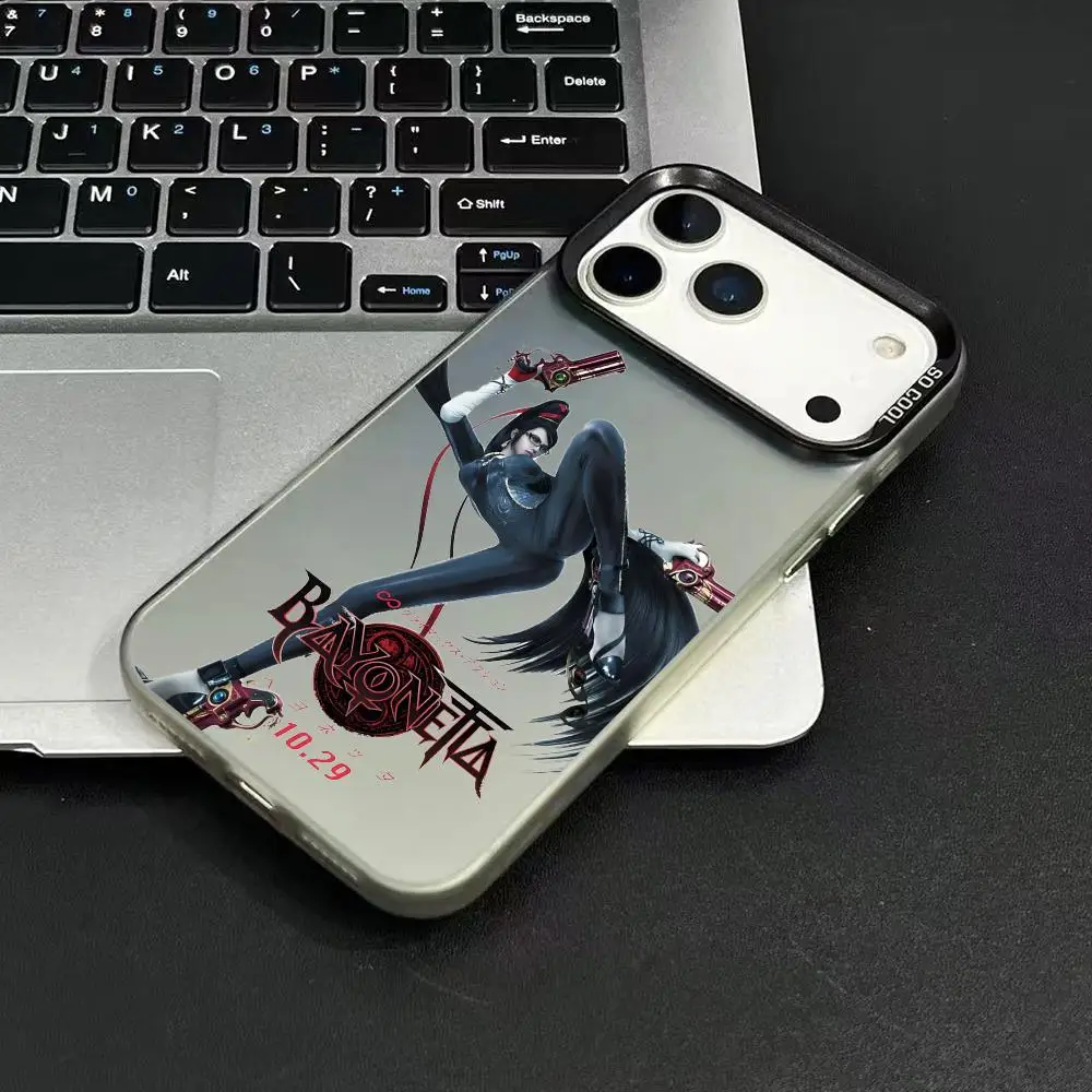 لعبة B-BayonettaS 3 حافظة هاتف آيفون 17 16 15 14 13 12 11 برو ماكس أسود أرجواني ماتي ليزر معدني أورورا فوندا