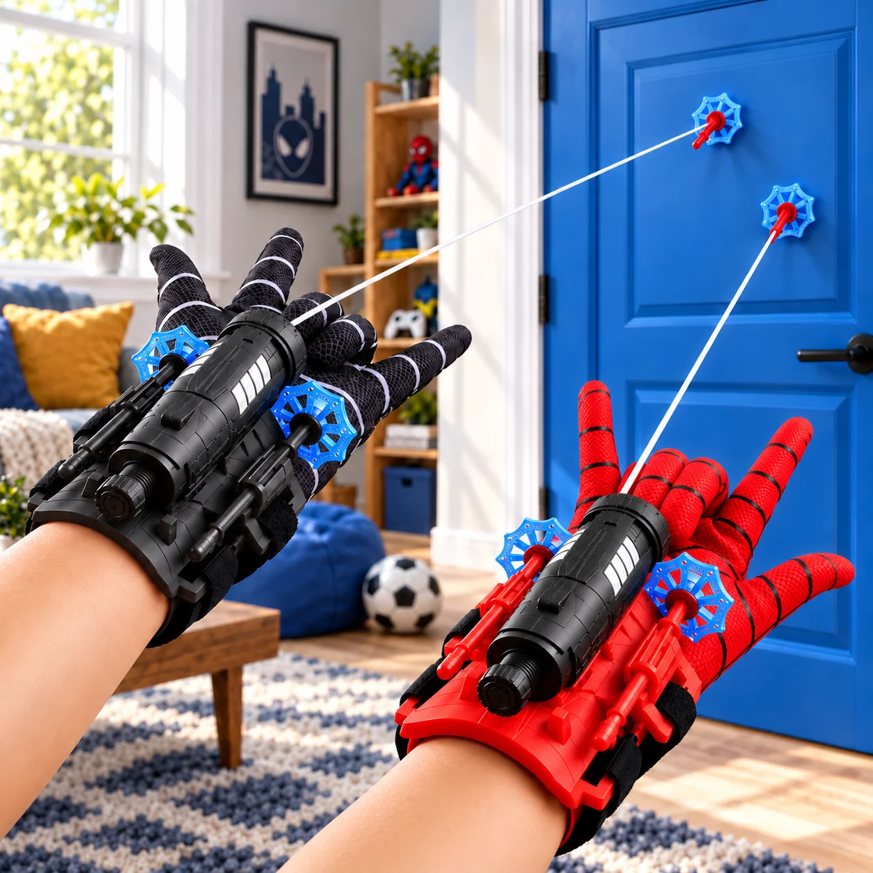Wrist Launcher Glove Toy, Interactive Suction Cup Dart Launcher with Retractable String for Kids Party Games, ABS Material