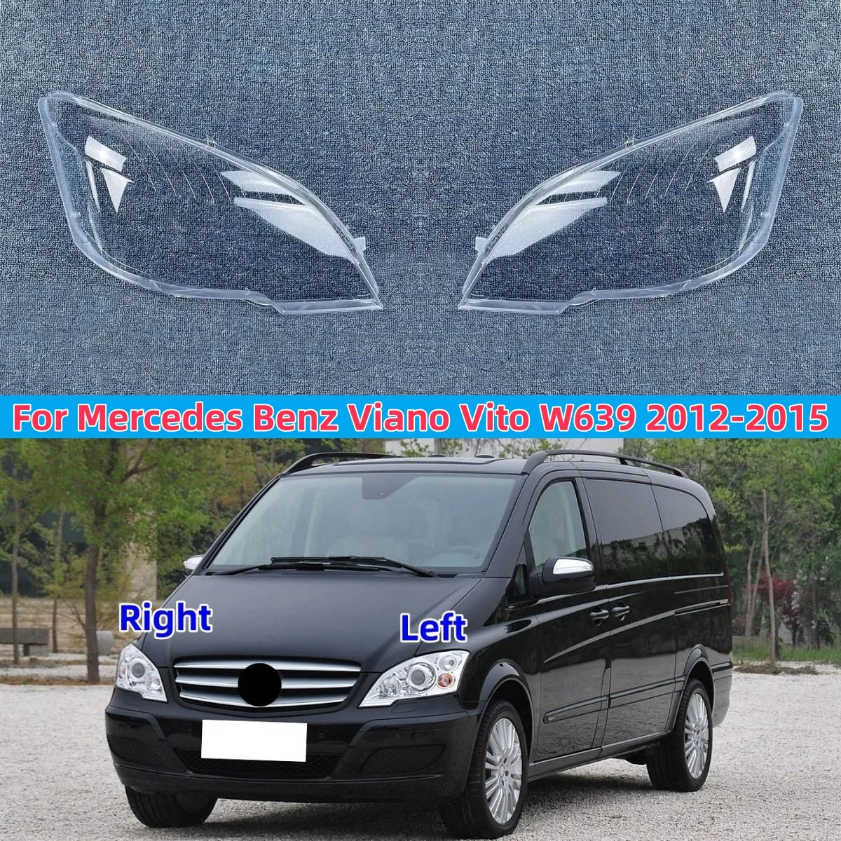 

Для Mercedes Benz Viano Vito W639 2012 2013 2014 2015, корпус передней фары, крышка объектива, прозрачный абажур из плексигласа
