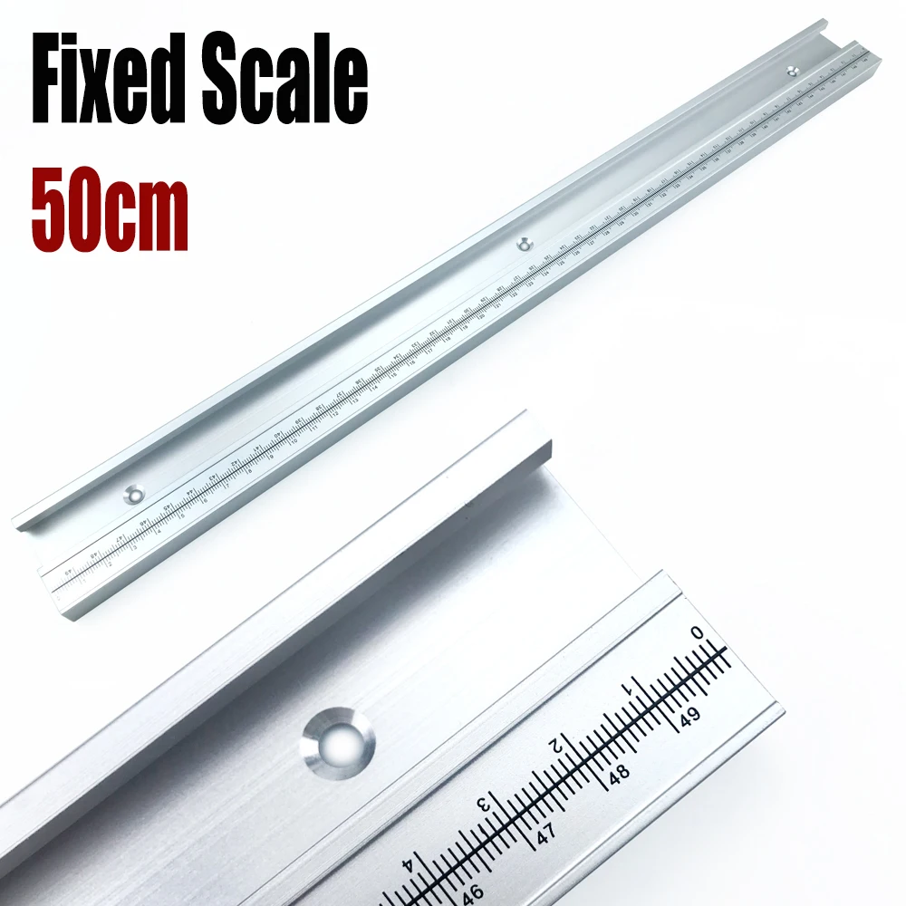 45 #   Chute T Track met Schaal T-tracks Slot Verstek Track 300-600mm 45 Type Chute, houtbewerking Tafelzaag Werkbank DIY Tool
