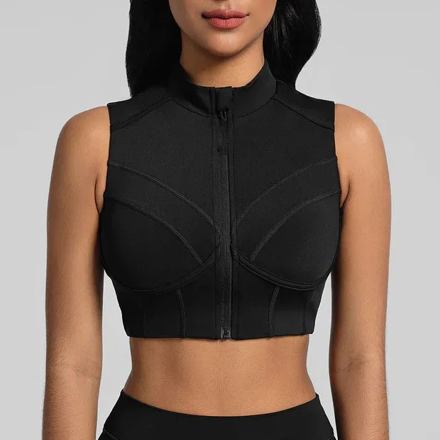 

BetterMe Zipper Sports Underwear Removable Chest Pad Gathering Breathable I-shaped Vest Fitness Running Outside