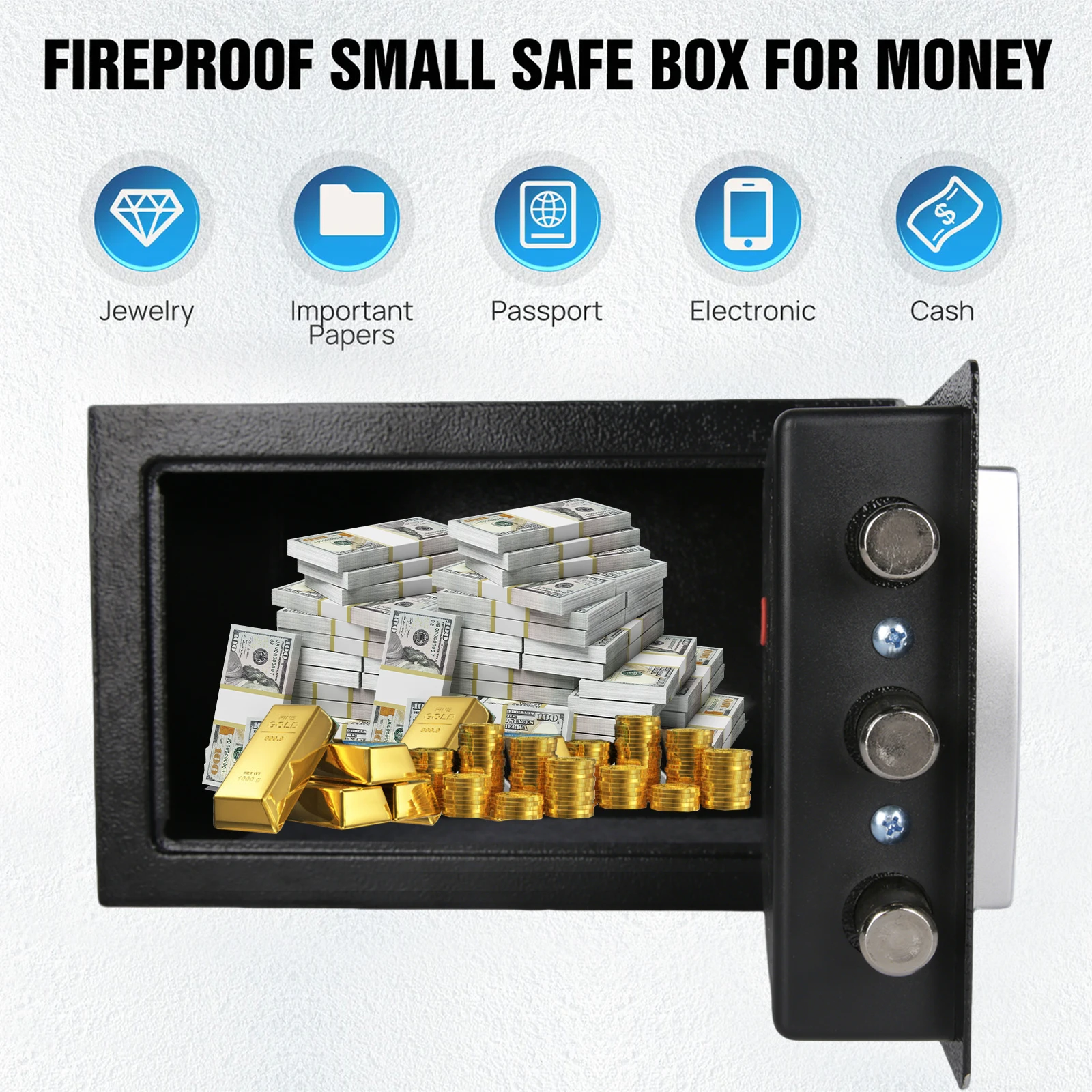 Caja Fuerte de Gran Capacidad para Montaje en Pared o Piso, Caja Fuerte Electrónica Antirrobo, Versátil para Guardar Documentos y Joyas