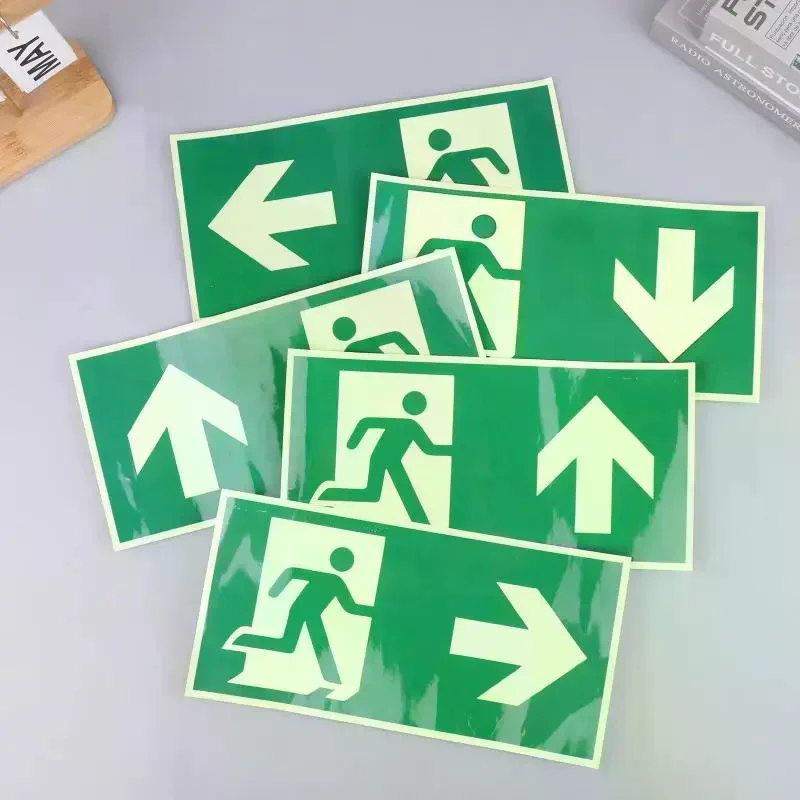 1 Luminous Exit Sign - Emergency Evacuation Safety Wall Decal, Photoluminescent Fire Evacuation Indicator with Green Border