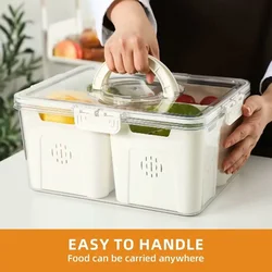 Fridge Organizer with Lids 4 Compartments Fruit Storage Containers Vegetable Food Storage Box Containers for kitchen Accessories