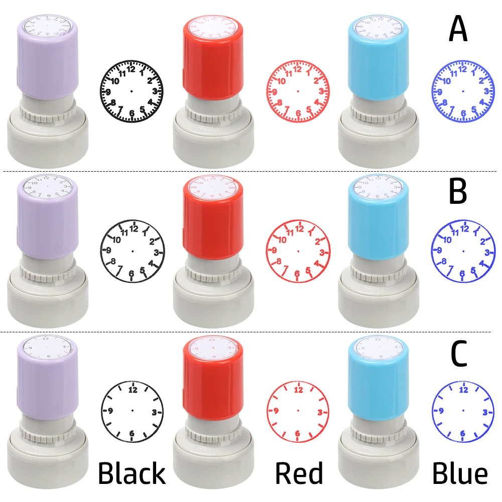 Herramientas de enseñanza de sellos de reloj para niños, aprendizaje en reloj, herramientas de enseñanza de estudiantes de estilo múltiple, sello para suministros de escuela primaria