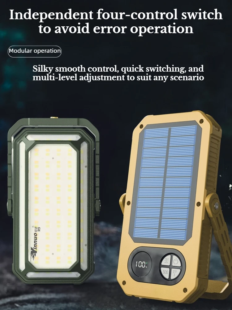 

Мощный кемпинговый фонарь R9 10000 мАч на солнечной батарее с функцией Power Bank, светодиодный светильник для палатки, мощный магнитный фонарик, аварийная лампа для ремонта