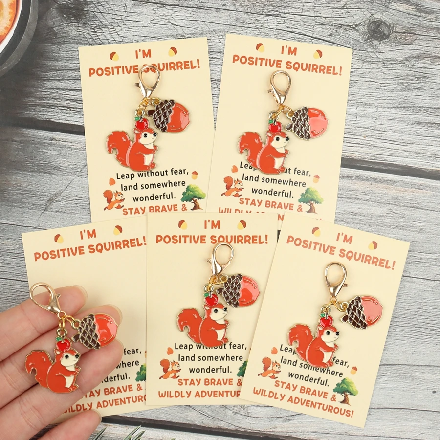 5 Cute Squirrel and Pinecone Keychains, Animal-Themed Pendants, Perfect for Giving to Friends Who Like Little Squirrels, Thanksgiving Gifts, Bag Charms, Holiday and Birthday Gifts.