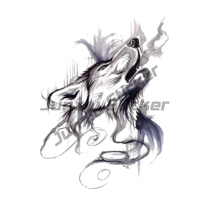 

Ink Painting Howling Wolf Head Decal PVC Automobile Motorcycle Car Sticker Waterproof Decals